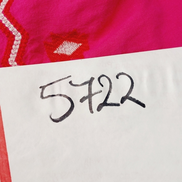 LOFT  Embroidered Tiered Square Neck Pink Flare Midi Dress P5722 - Picture 8 of 8